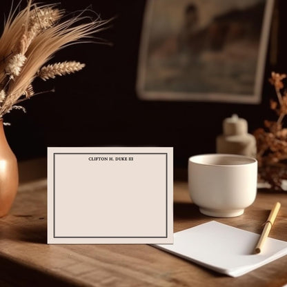 Modern Pink Paper Personalized Men's Stationery Set – Custom Note Cards & Thank You Notes