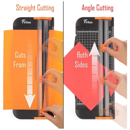 Firbon A4 Paper Cutter – 12 Inch Paper Trimmer with Extended Ruler, 45°–90° Angle Guide, Black