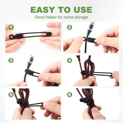 Silicone Cable Ties Reusable – 12 Pack Cable Management Straps, Elastic Cord Organizer for Wires, Chargers & USB Cables
